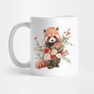 Red panda with flowers Mug